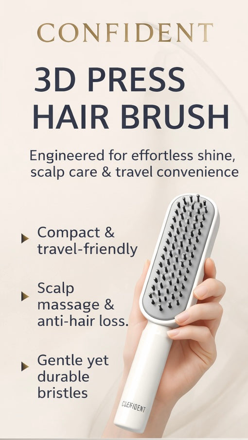 CONFIDENT 3D precision hair brush showing flexible bristle design