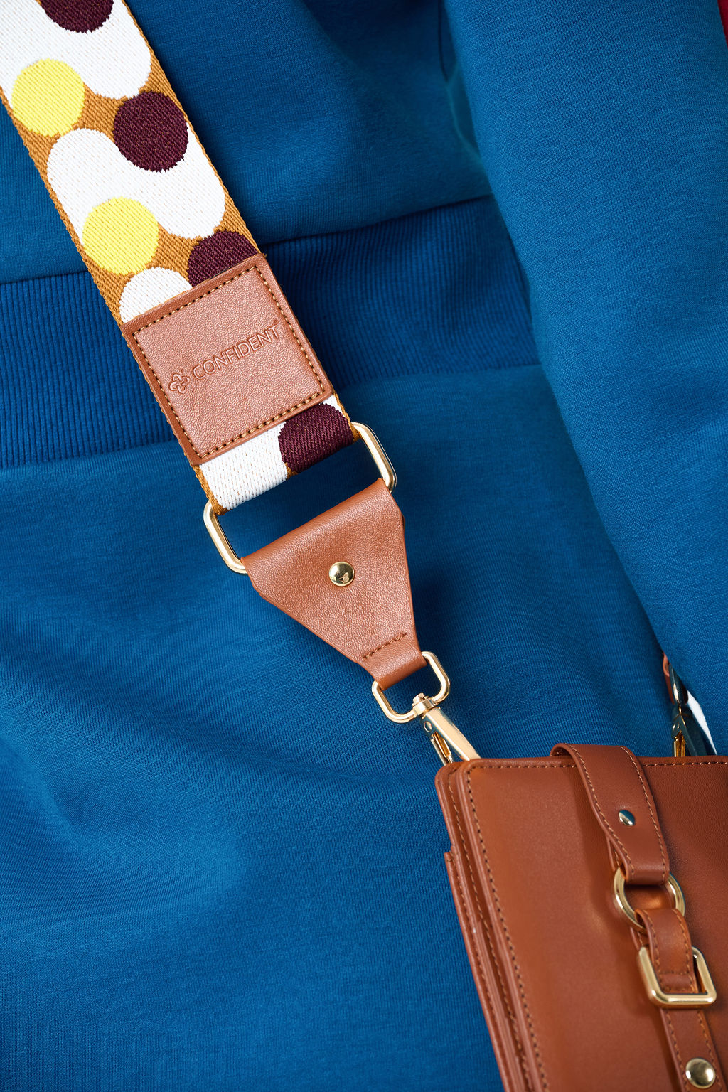 CarryOn Thursday Phone Wallet Bag – Brown Leather Crossbody with Gold Strap