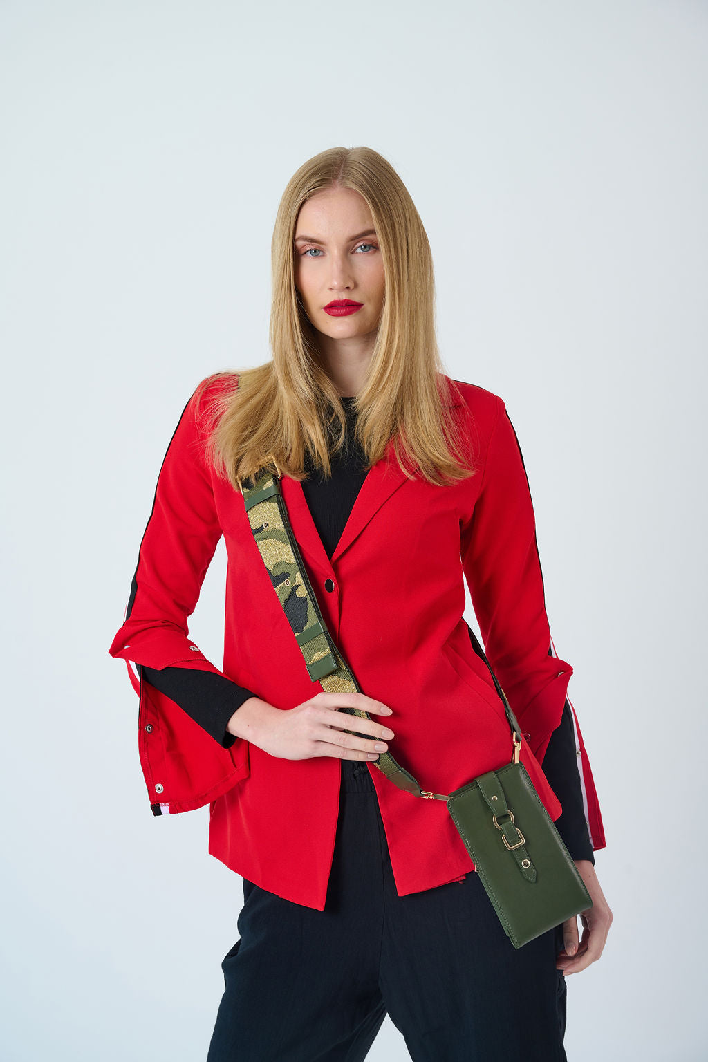 CarryOn Wednesday Phone Wallet Bag – Luxury Army Green Leather Crossbody