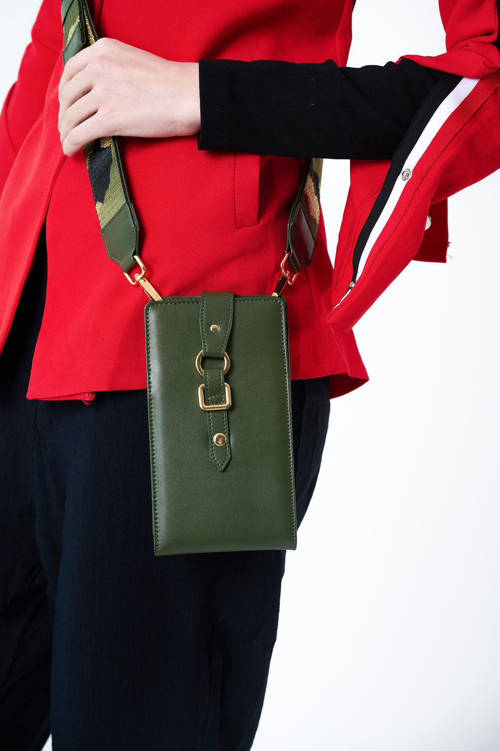 CarryOn Wednesday Phone Wallet Bag – Luxury Army Green Leather Crossbody