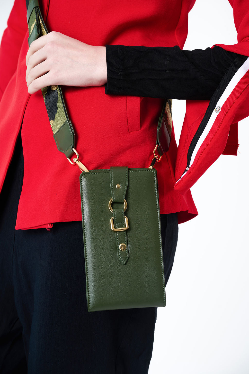 CarryOn Wednesday Phone Wallet Bag – Luxury Army Green Leather Crossbody
