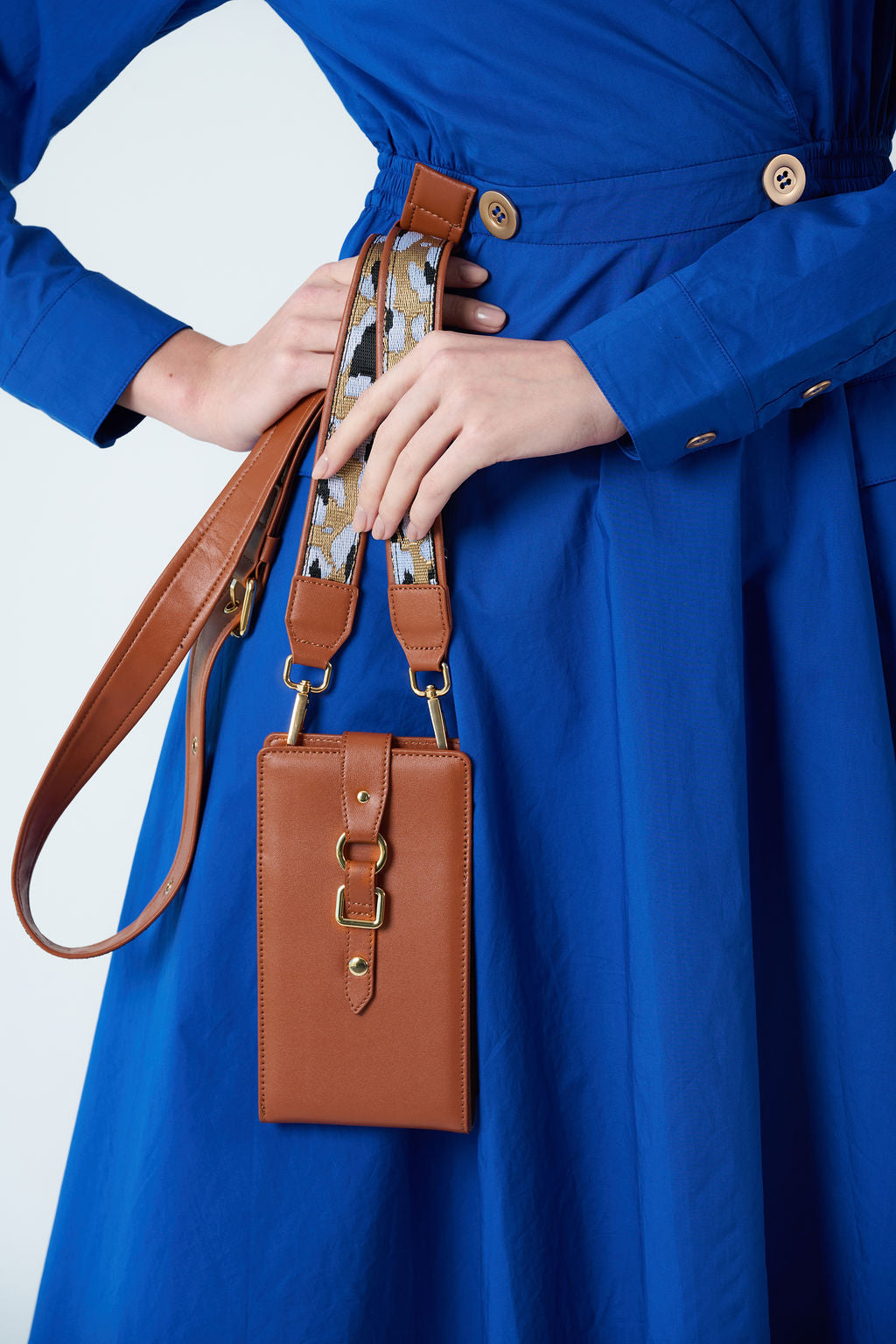 Luxury brown phone wallet crossbody bag by CONFIDENT