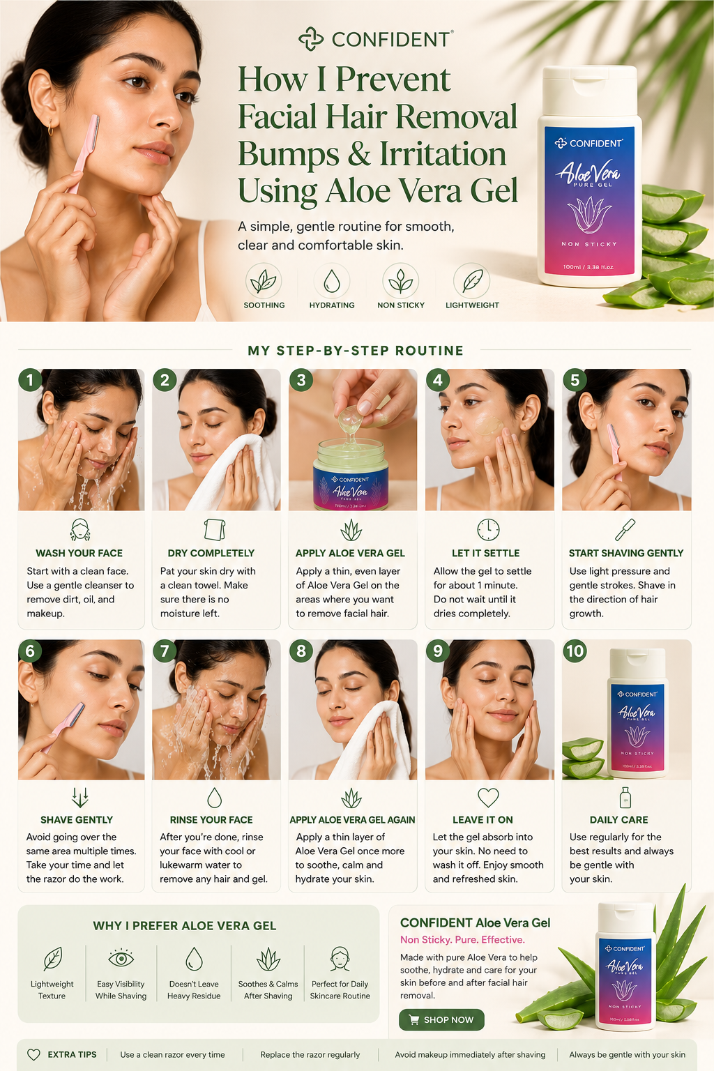 How I Prevent Facial Hair Removal Bumps and Irritation Using Aloe Vera Gel