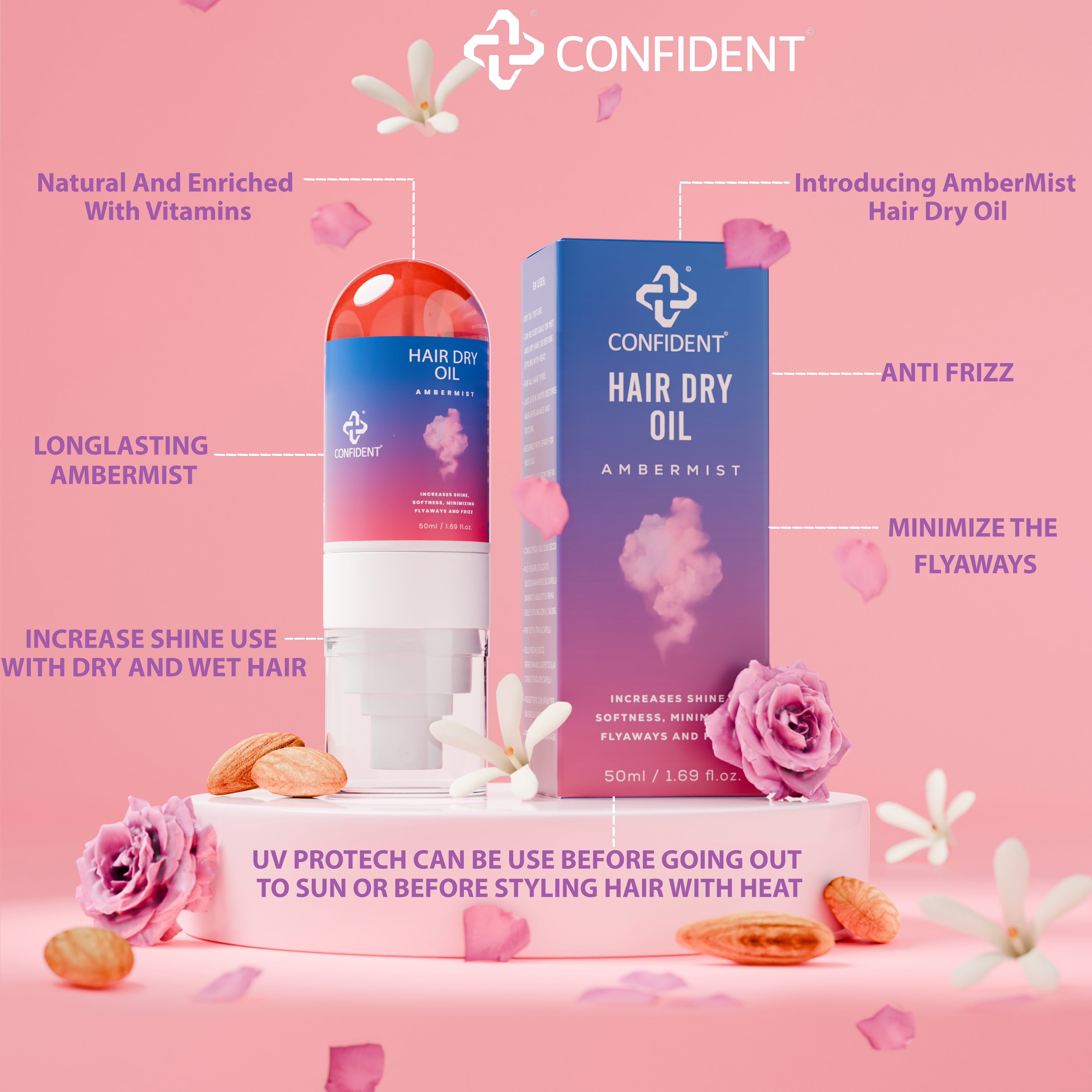 CONFIDENT HAIR DRY OIL AMBER-MIST