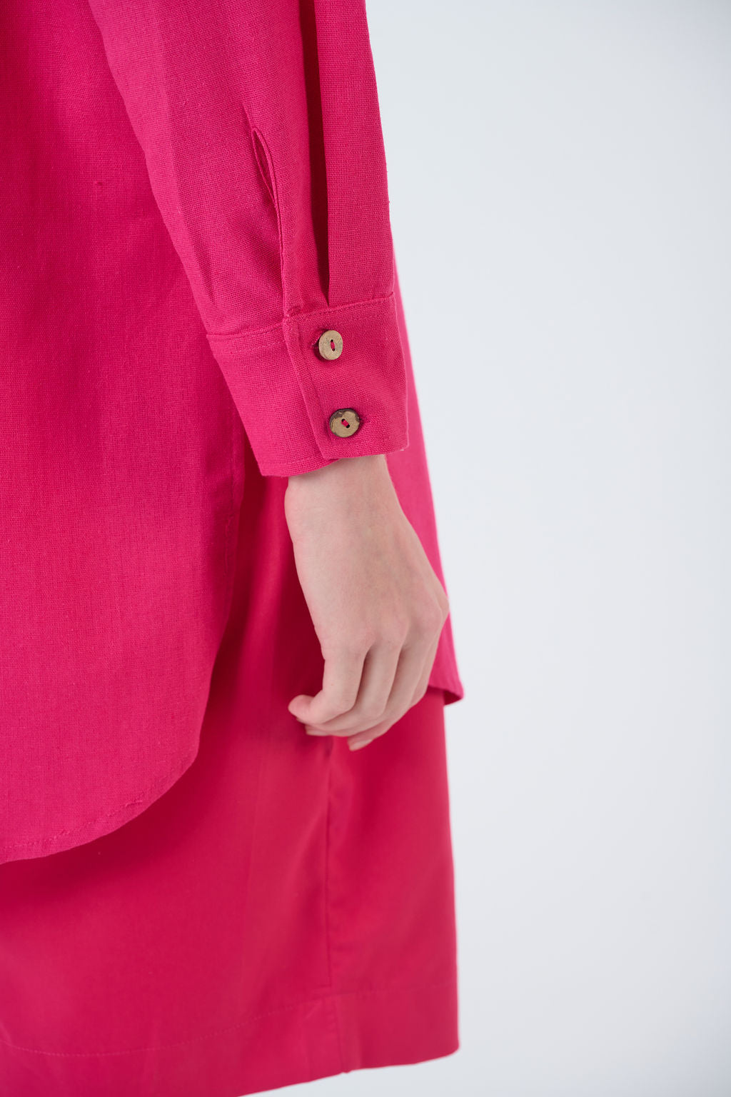 Bold hot pink tailored short set designed for statement styling